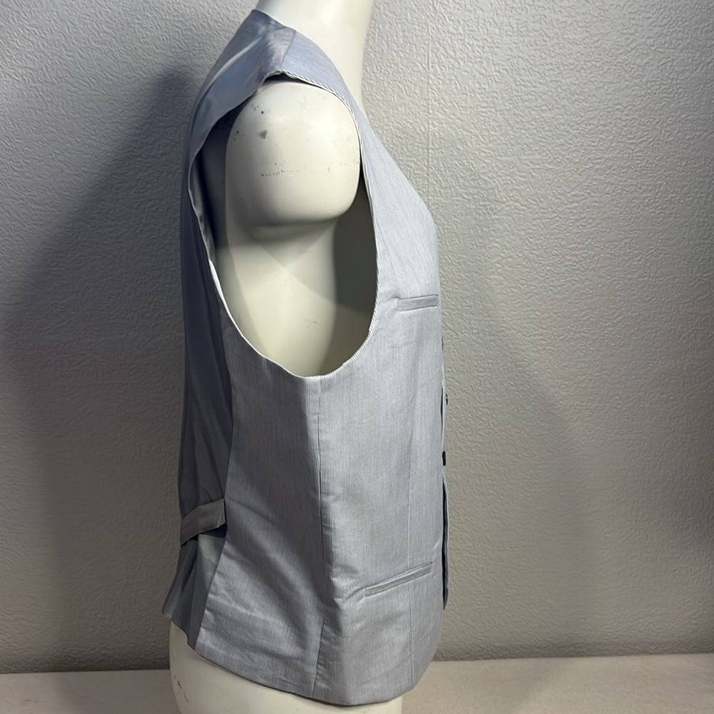 Express Men’s Gray Pinstripe 6-Button Vest – Size M - Picture 6 of 8